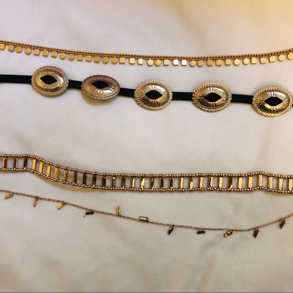 Metal and leather choker necklace